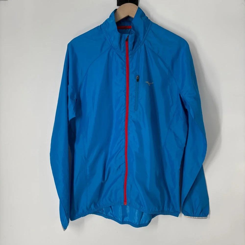 Mizuno Mens Japan Engineered Blue Ripstop Running Windbreaker Jacket Medium